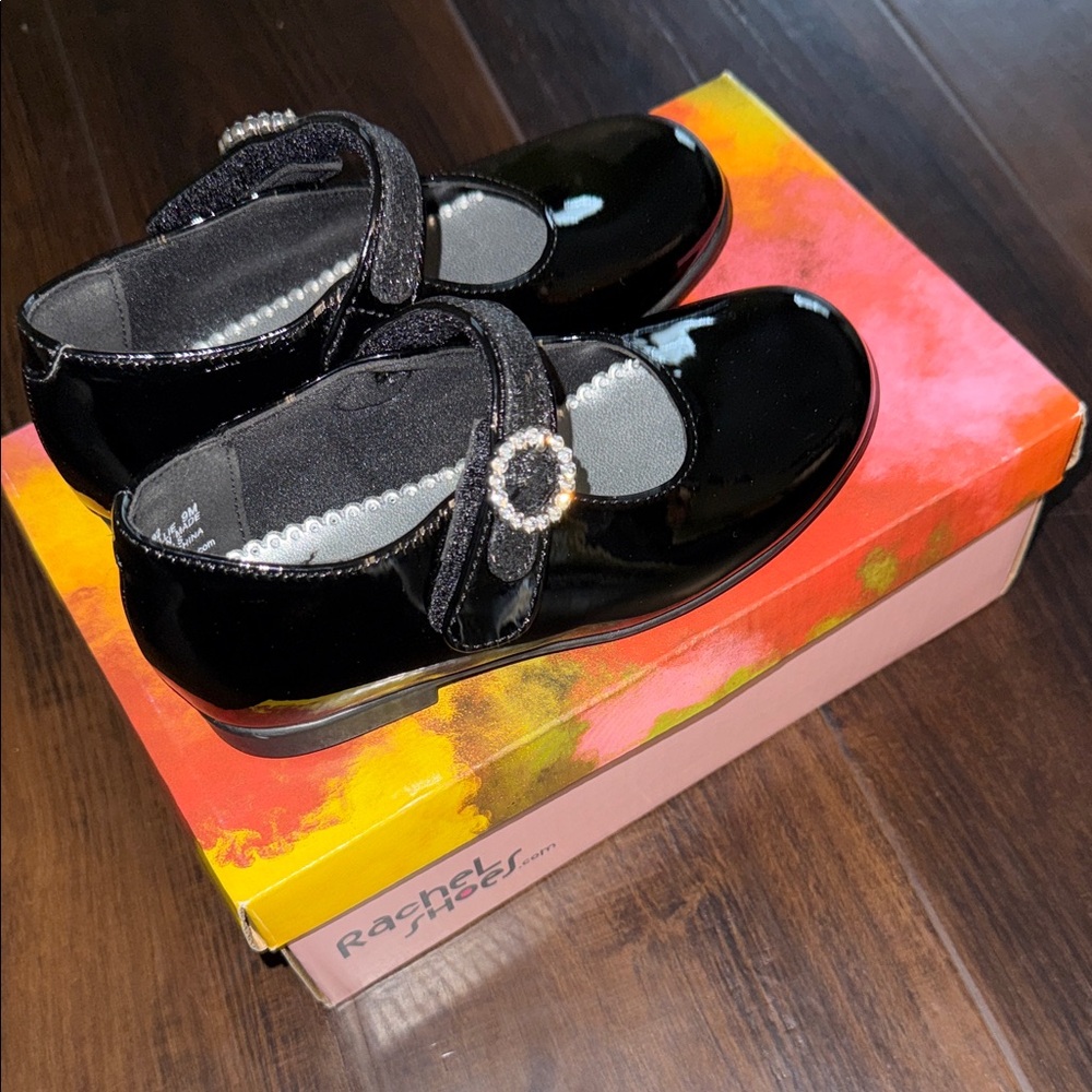 Rachel Shoes Glossy Black Kids Dress Shoes